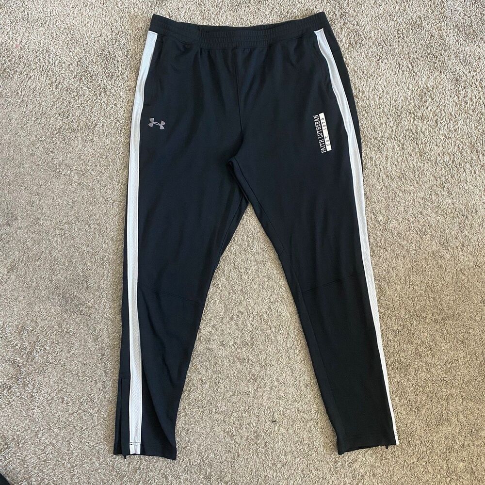 Under Armour Men's Black/White Twister Fitted Workout Training Track Pants XL